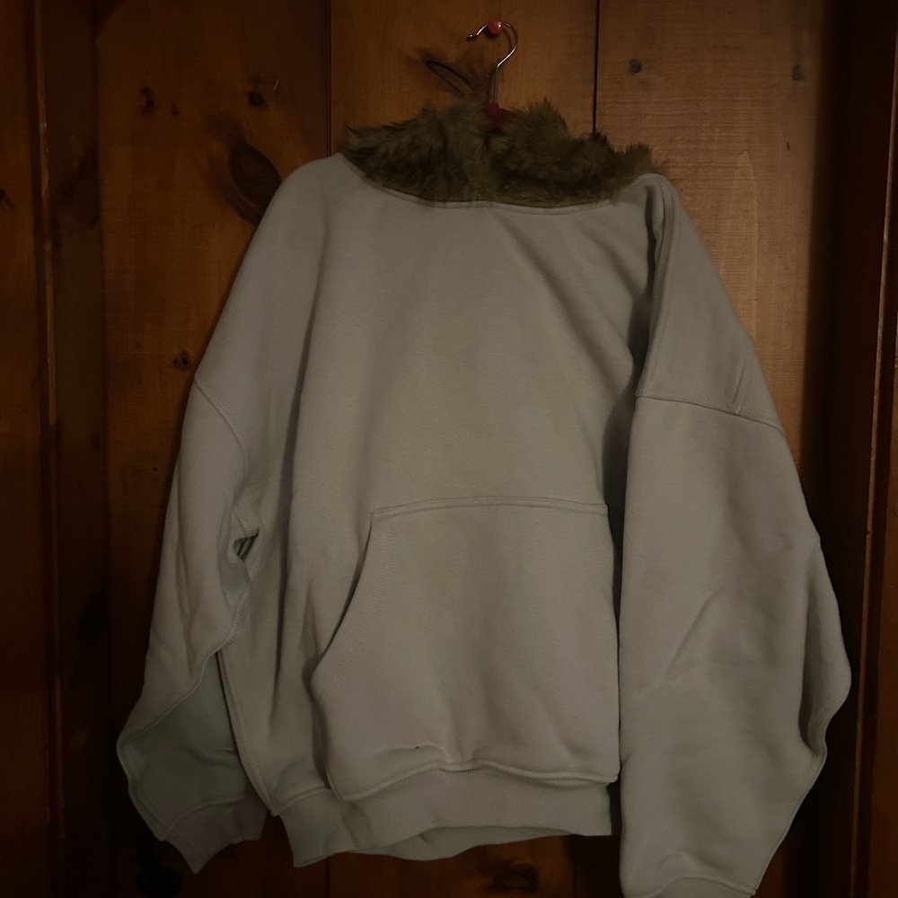 Free People Fur Real Hoodie XL Titanium